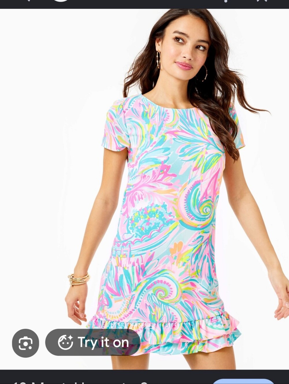 Lilly Pulitzer Pastel Swirl Ruffle Dress  With Shorts